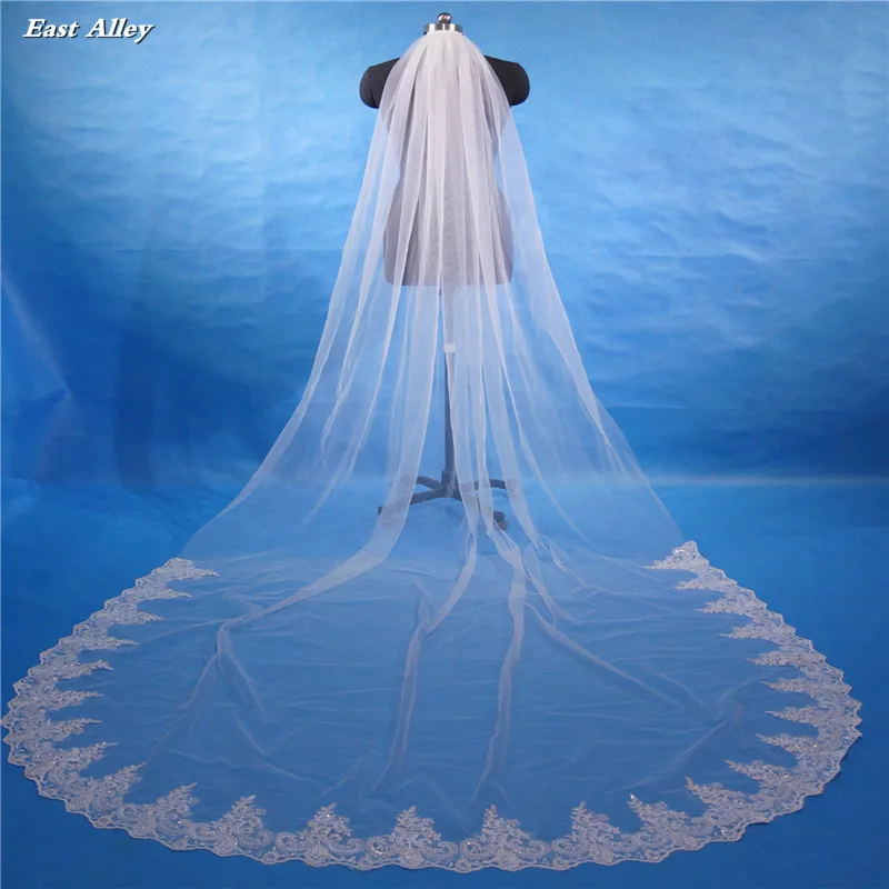 Ivory with sequins 1 Tier Cathedral Length 3 M (118") Wedding Bridal