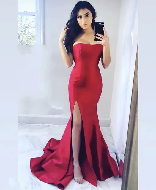 long red sleeveless dress