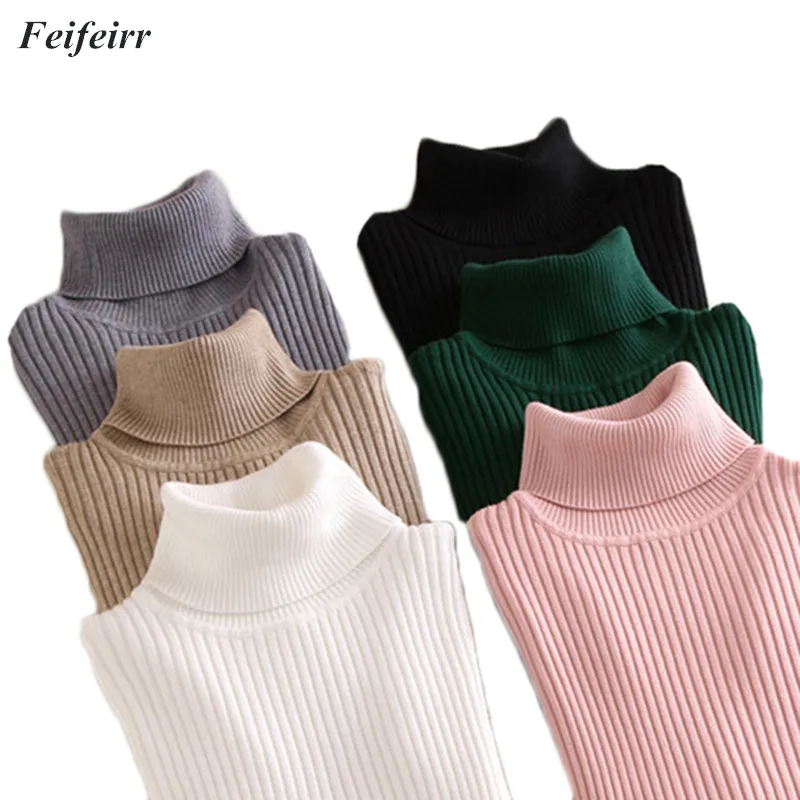 

Thicken Turtleneck Warm Women Sweater 2018 Autumn Winter New Knitted Female solid color High Elasticity Soft Pullovers Sweater