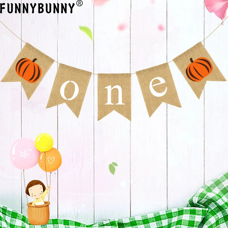 FUNNBUNNY мальчик девочка первый день рождения Тыква один стульчик баннер 1 й высокий