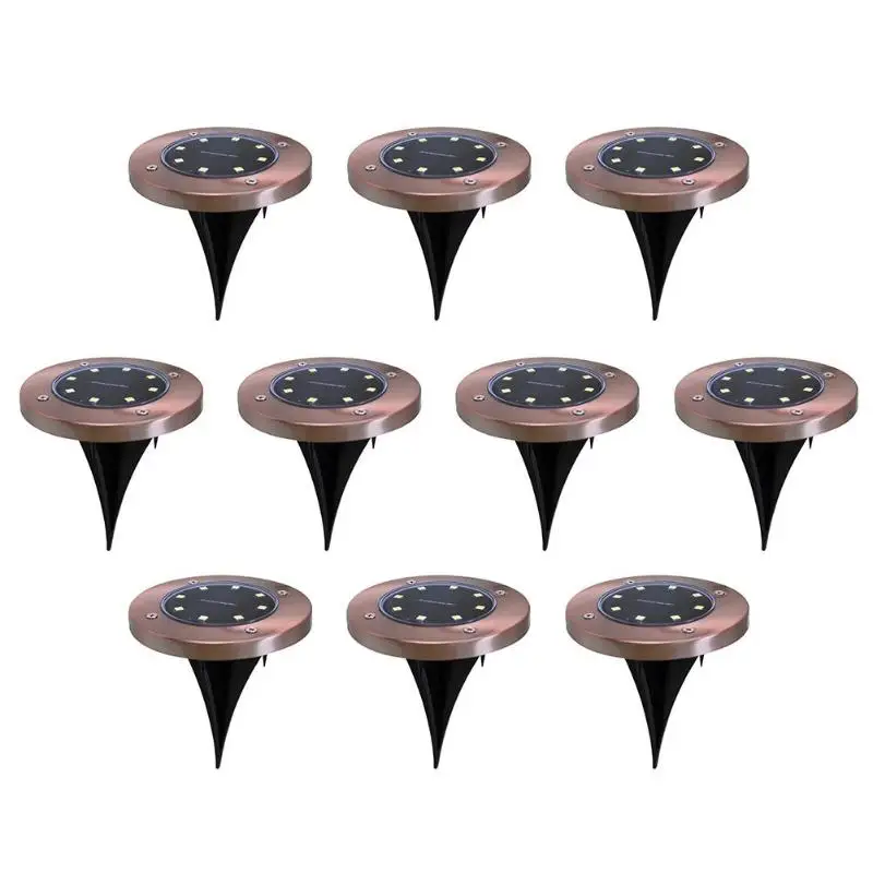 Beste 1 4 pcs 8LED Zonne energie Begraven Licht Onder Grond Lamp Outdoor Pathway Tuin Decking Floor Light Waterdicht Wit Warm wit