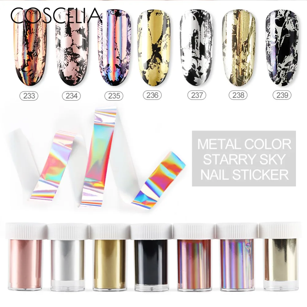 

COSCELIA 1 Box Starry Sky Nail Foils Nail Art Design Transfer Stickers Decal Nail Sticker DIY Manicure Nail Tips Decorations