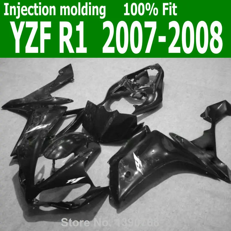 Бесплатная доставка Обтекатели для YAMAHA YZF R1 07 08 (черный) 2007 2008 + 7 подарков комплект