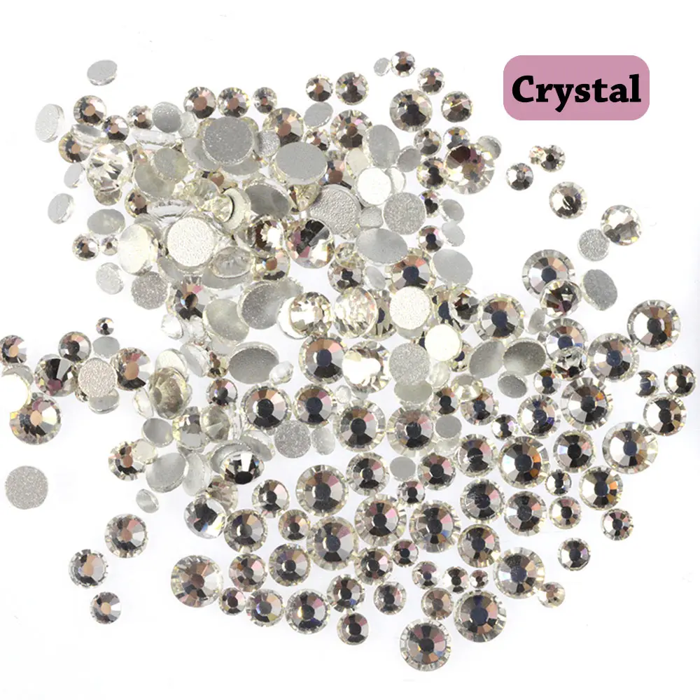 Яркие блестящие 3D Стразы для дизайна ногтей, стразы с плоской задней частью, смешанные SS3~ SS16, золотые блестящие драгоценные камни, стеклянные кристаллы LA309 - Цвет: Crystal