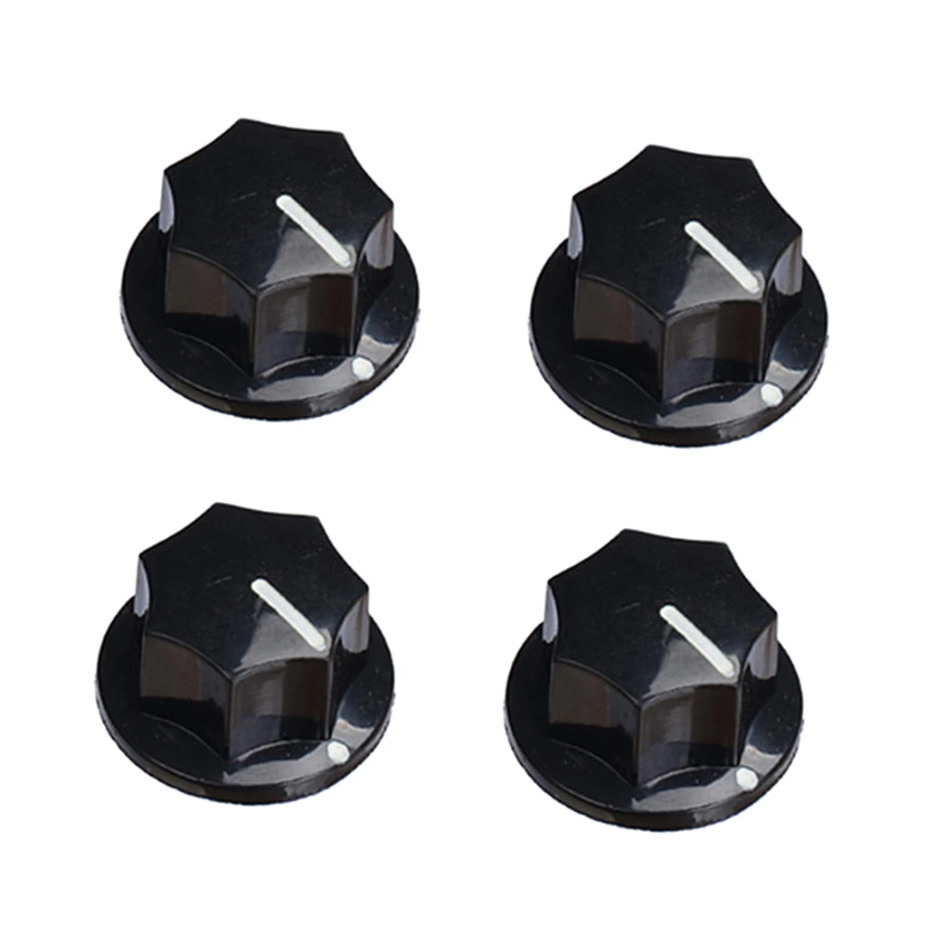 4Pcs 20x11mm Guitar Effect Pedal Knob Cap Cover Heptagon For Guitar Tone Volume Control Button Replacement  Accessories Black