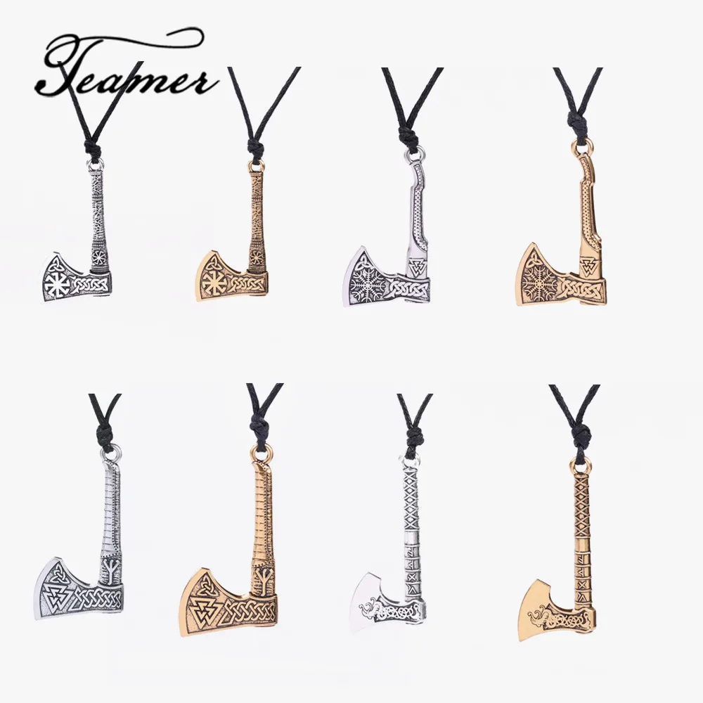 

Teamer Nordic Viking Salvic Axe Pendant&Necklaces Silver/Gold Color Metal Irish Knot Necklace Pendants Amulet Jewelry Gifts