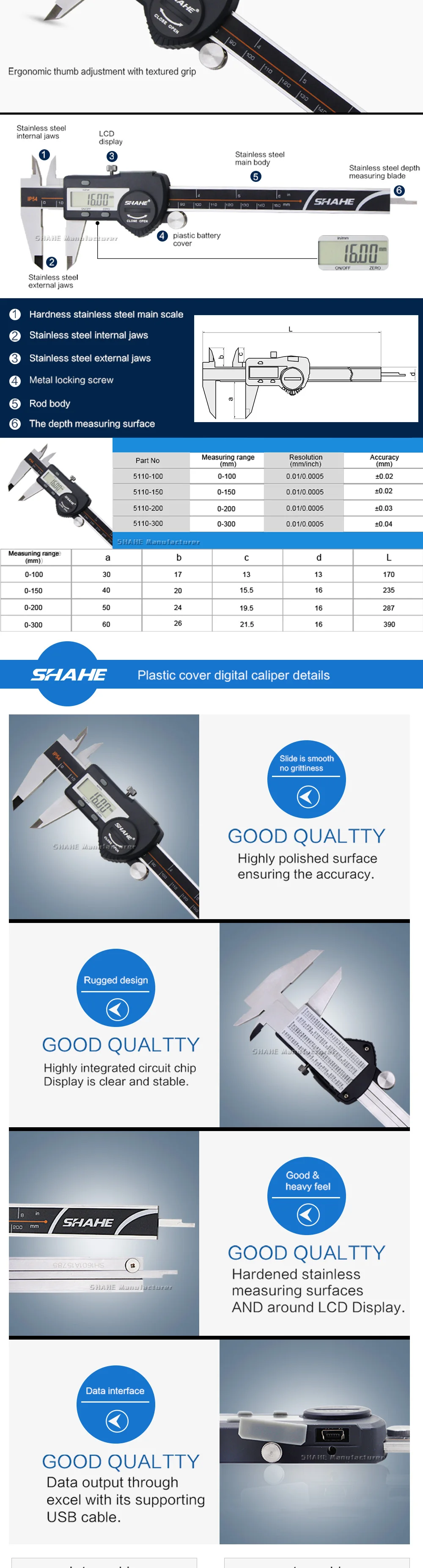 Штангенциркуль SHAHE Высокоточный 150 мм Цифровой Электронный штангенциркуль из нержавеющей стали измерительные инструменты messchieber paquimetro