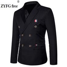 Новинка, приталенный Повседневный пиджак, мужской двубортный пиджак, Осень-зима, модные, вечерние, одноцветные, подходят к костюму, мужской пиджак, Европейский/американский размер