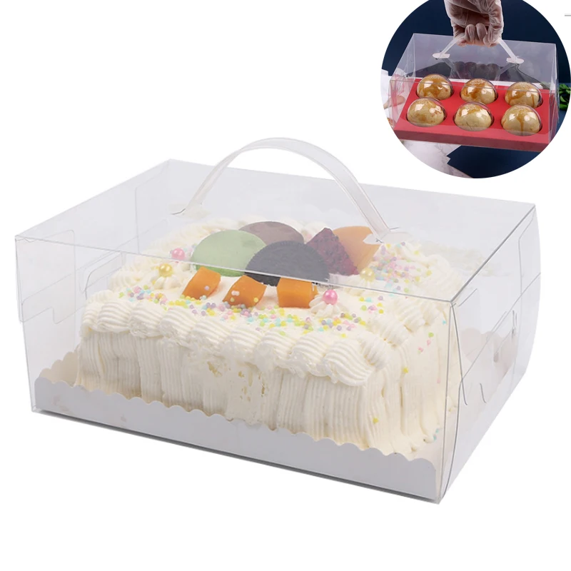 

transparent PVC Window Cupcake Boxes Containers with Bottom Bracket Wedding Party Pastry Cookie Cake gift Box Packaging