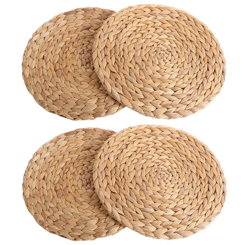  opening promotion-4Pc Natural Water Gourd Woven Placemat Round Woven Rattan Table Mat Water Gourd P