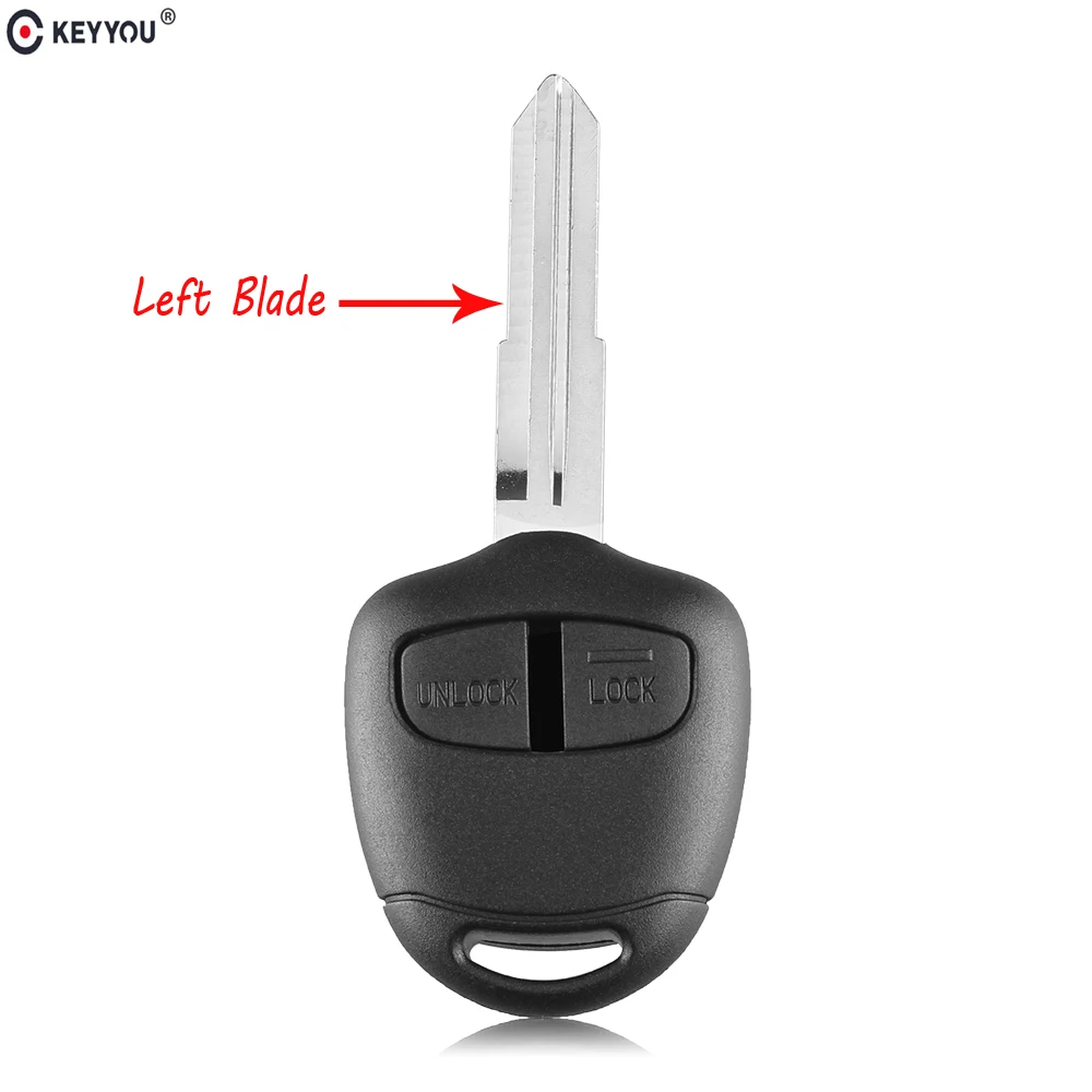 

KEYYOU 10x 2 Button Remote Key Case for Mitsubishi Lancer EX Evolution Grandis Outlander Blank Key Shell Fob Cover Left Blade