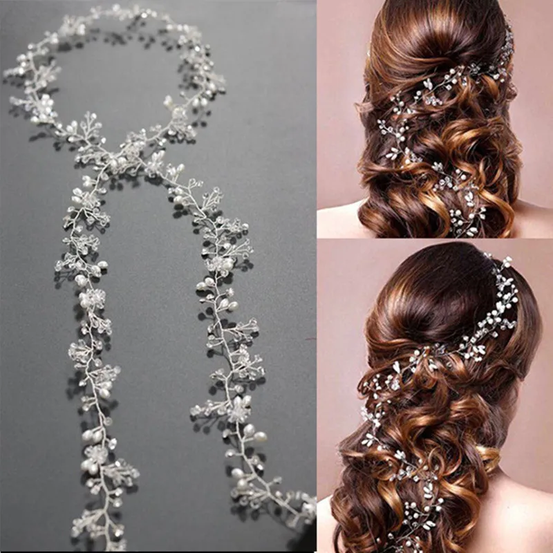 Western Wedding Fashion Headdress For Bride Handmade Wedding Crown Floral Pearl Hair Accessories Hairpin Ornaments