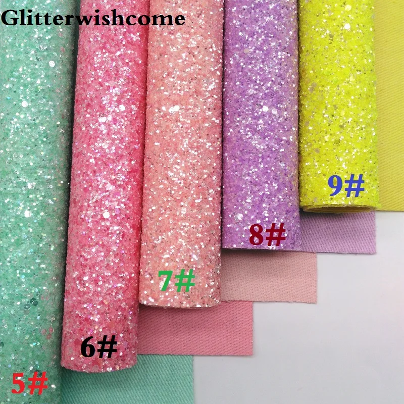 Синтетическая кожа Glitterwishcome 21 х29 см Размер A4 подкладка в одном цвете крупная с