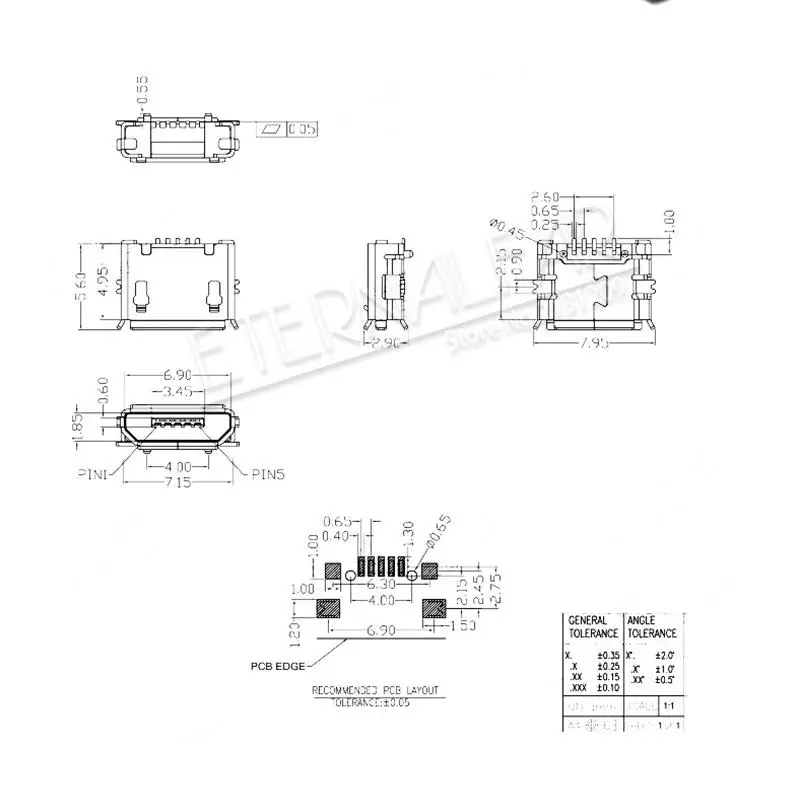 MK5P мини USB2.0 Тип женский микро DIP 180 градусов прямой позиционирование ноги пост прямой вертикальный разъем иглы сварочная проволока