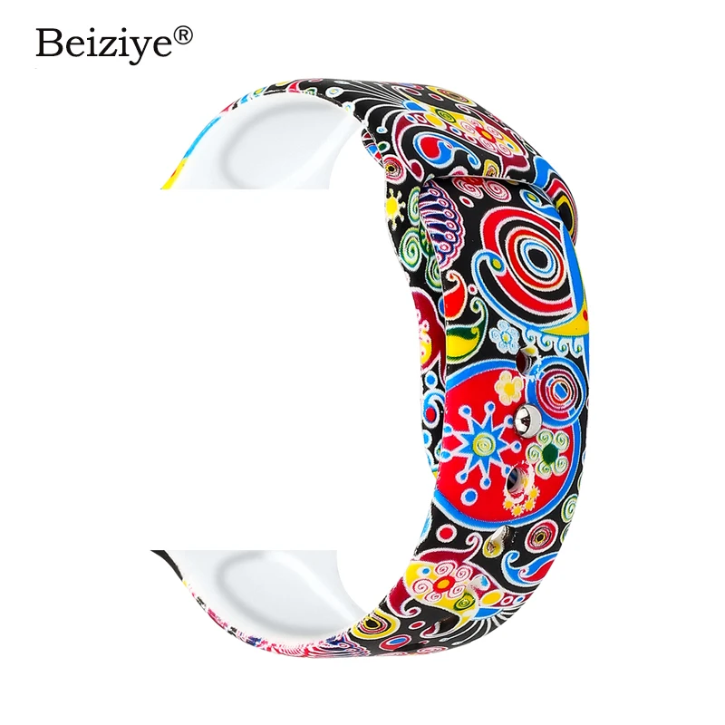 

8 Colors Printed Silicone Band for Apple Watch 38mm 42mm 40mm 44mm Soft Silicone sport Strap Bands iWatch Series 4 3 2 bracelet
