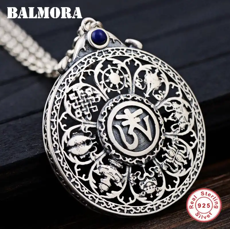 New Pure 925 Sterling Silver Pendant Heart Sutra Buddhist Blessing Pendant
