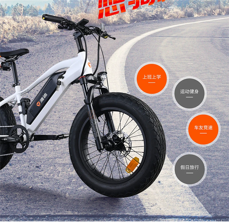 Yadea электровелосипед e-bike горный велосипед 20 дюймовая Толстая шина shimano Трансмиссия высокое качество известный бренд