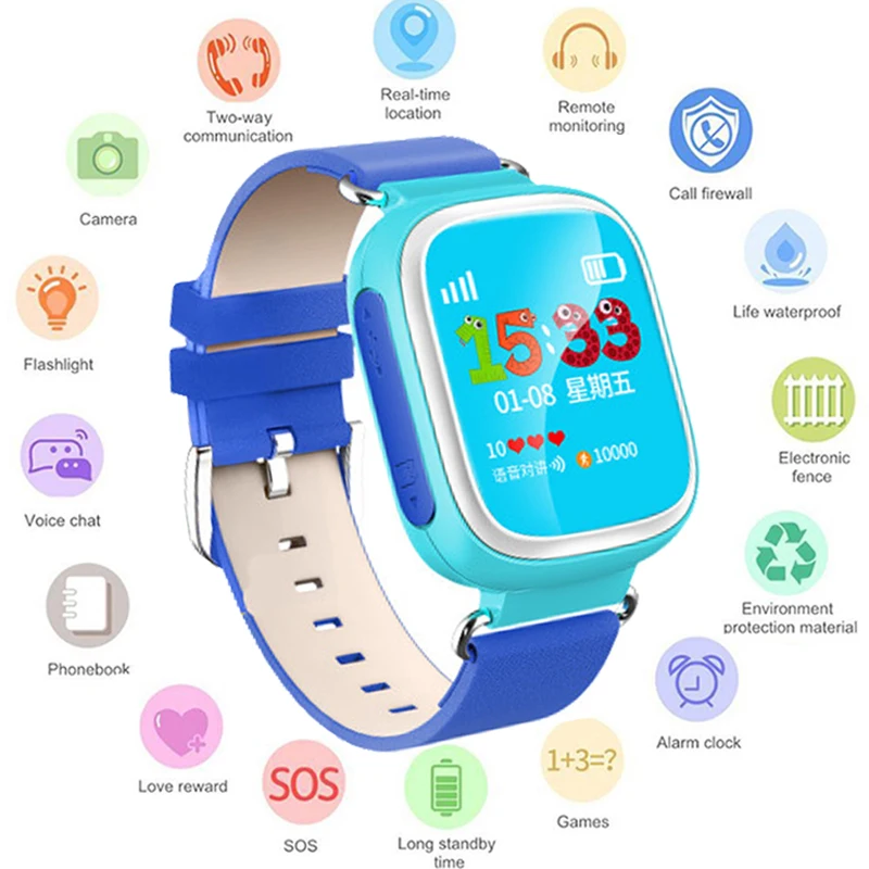 

GEJIAN GPS Children's Watch Mobile Phone Flashlight Children 1.22 inch Color Touch Screen WIFI SOS Baby Watch PK Q50 Q80 Q60