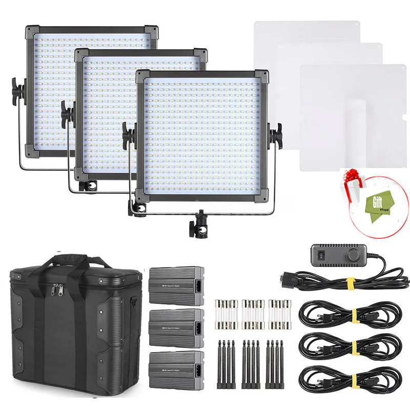 F&V K4000 Daylight LED Studio Panel Photography Lighting 3 Light Kit for Photography Video