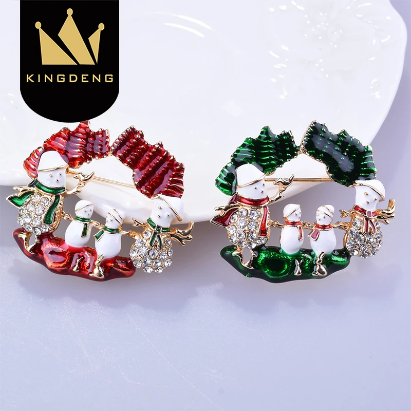 

KingDeng Brooches Enamel Pin Snowman Tree Brooch Christmas Gifts Women Men Brooches Charm Crystal Rhinestone Pins Baby Cute