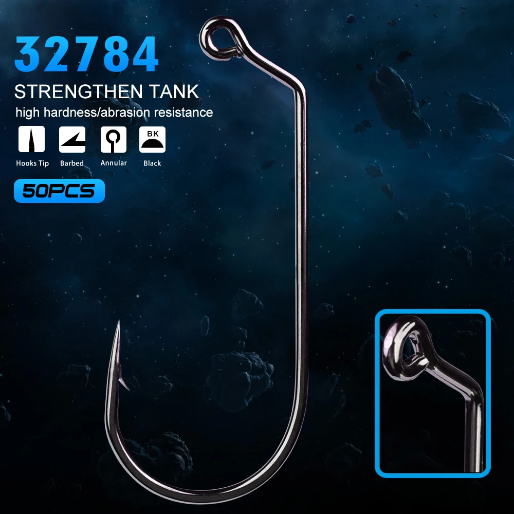 

50pc Jig Big Series Fishing Hook Single hook 32786-1/0-5/0 Size fishhook Saltwater Bass Hooks