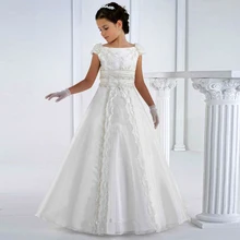 Vestidos de comunion/ г.; платья для первого причастия; белое платье принцессы в пол с цветочным узором для девочек; белые платья для причастия для девочек