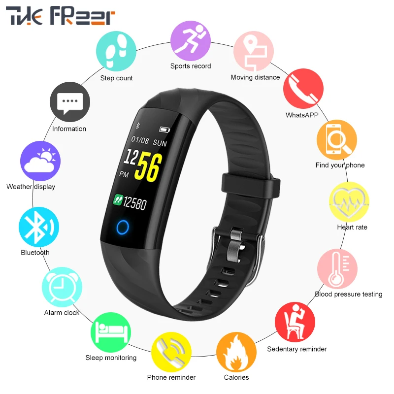 

Fishion Smart Bracelet Watch Pedometer Heart Rate Monitor Blood Oxygen Fitness Tracker Smart Wristband Waterproof Sport Watch