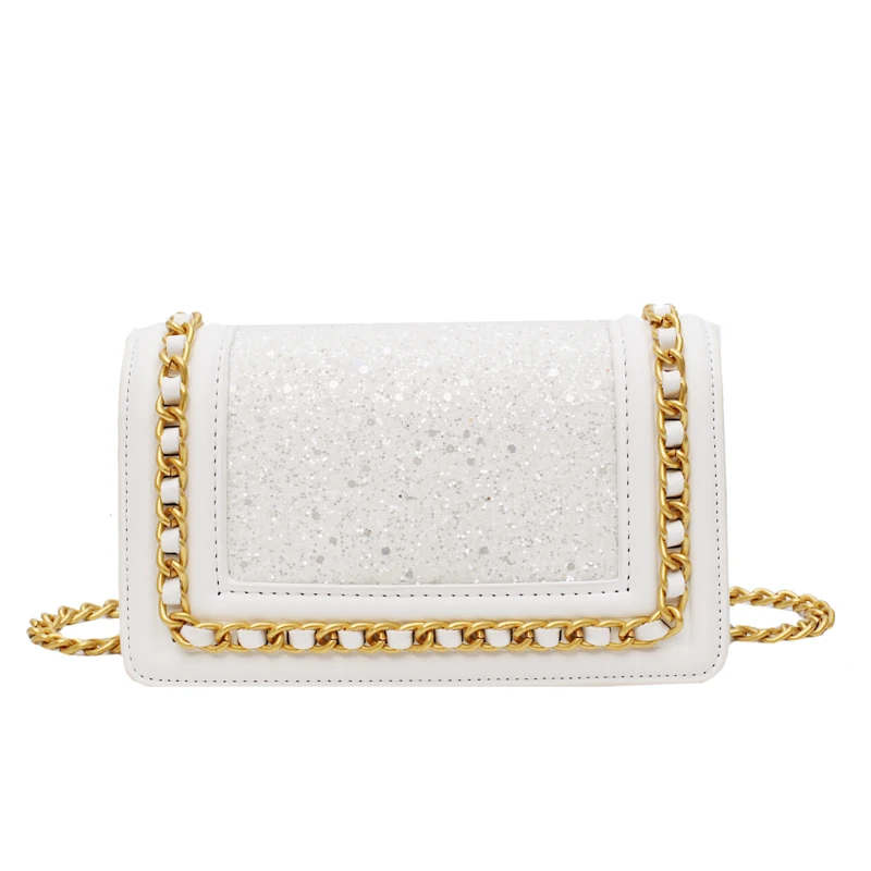 

Sequin Flip Small Square bag 2019 Summer New Quality Leather Women's Designer Handbag Chain Shoulder Messenger Bag Bolsos Mujer
