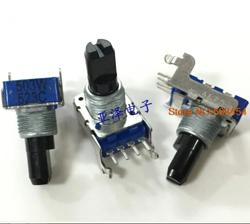 4pcs RK11 4 pin potentiometer switch vertical W50K with midpoint axis