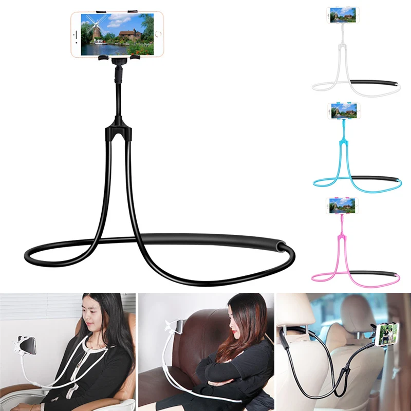 

Universal Long Arm Hanging Neck Cell Phone Stand Mount Bendable Bracket Holder QF66