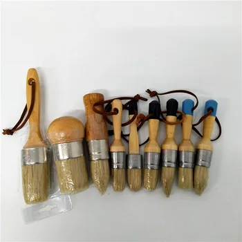

9PC Wooden Handle Chalk Wax Paint Hand tool set Pointed Brush Bristle Chalk Oil Paint Painting Wax Brush Artist Art Supplies