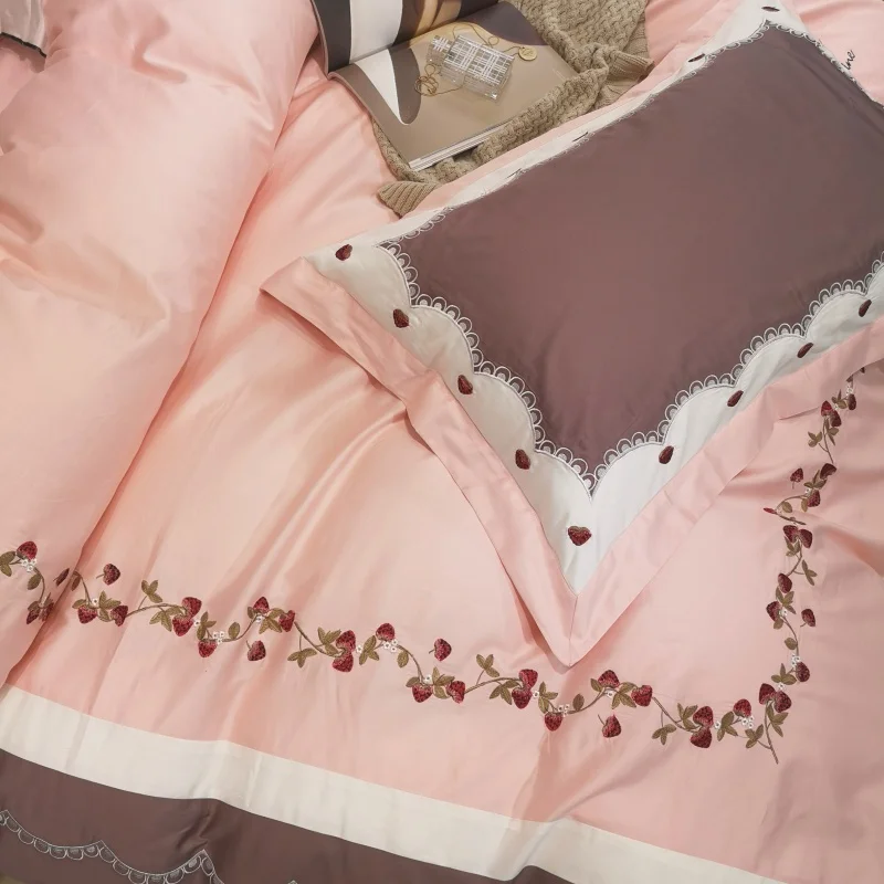 Waliicorners Home Bedding Sets brown egyptian cotton Soft duvet Cover embroidery Bed Set pillowcase King size Queen size 4pcs 20 IMG_20190113_124214