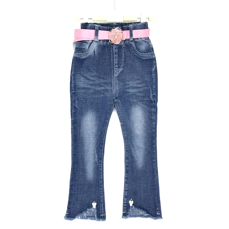 2018 New Design Kids Cute Denim Jeans Girls Boot Cut Pants With Pink