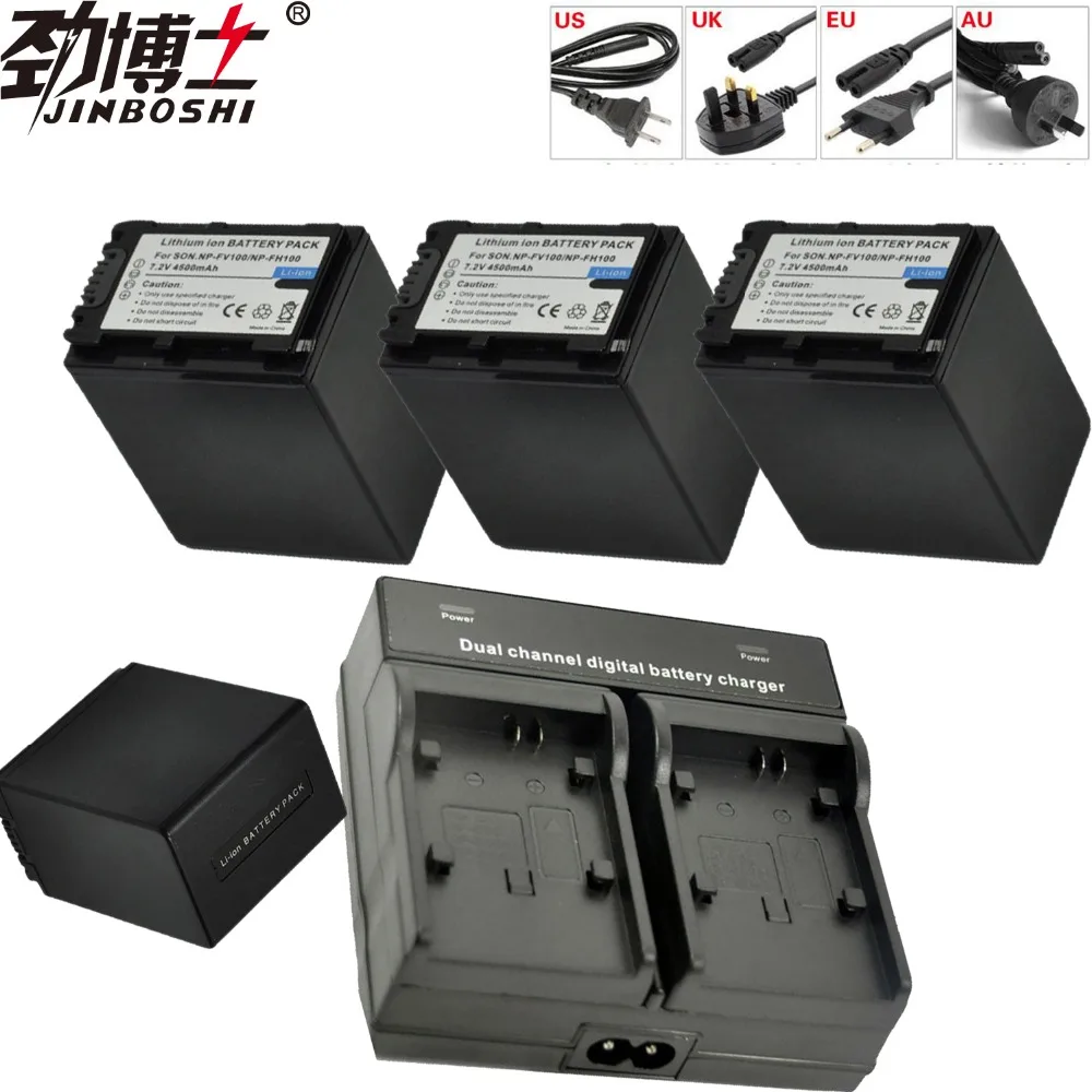 

4pack hot sale 4500mAh NP-FV100 NP FV100 NPFV100 Li-ion Batteries + LED Dual Charger for Sony NP-FV30 NP-FV50 NP-FV70 SX83E