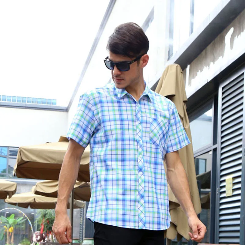 الصيف عارضة رجل Pliad بأكمام قصيرة قميص الذكور تناسب ضئيلة قميص الأعمال عارضة الرجال قميص رجل عارضة القمصان Camisa الغمد
