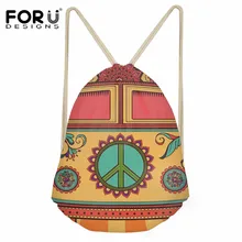 FORUDESIGNS хиппи ван шаблон Повседневная сумка на шнурке для девочек мальчиков рюкзаки для подростков школьная сумка дорожный мешочек для хранения