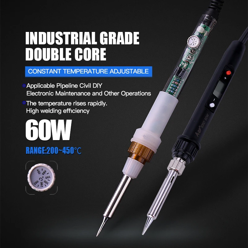 

A-BF 836 Digital Soldering Iron Set LCD Display Temperature Adjustable New Solder Iron Kit 60W Durable Heat Pencil Set 110V/220V