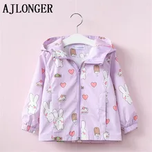 AJLONGER Baby Girls Jackets Hooded Windproof Kids Clothing Cartoon Pattern Girls Coats Spring Children Outerwear & Coats newborn baby girl spring cotton coats infant outerwear hooded jackets for baby girls cartoon coat children s kids jacket new