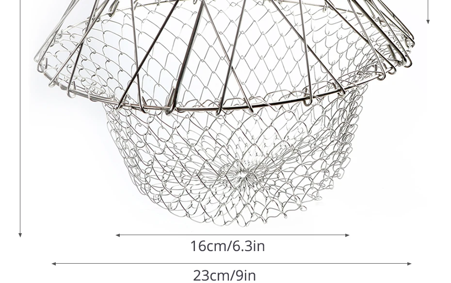 Складная корзина для жареного картофеля из нержавеющей стали, дуршлаг, Многофункциональный кухонный инструмент для вареных жареных фруктов, овощей, слив