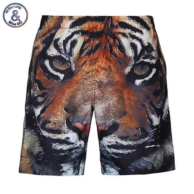 New Fashion men's beach shorts digital print tiger animals lovely casual short pants Asia size S