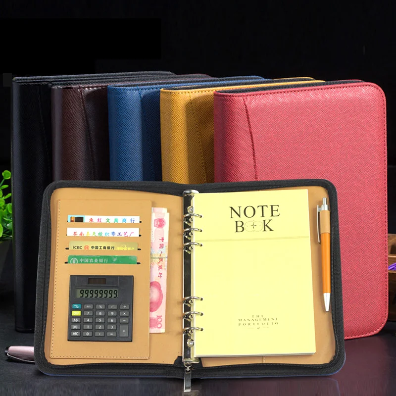 Gift Spiral Pu Leather Zipper Notebook And Journals Filofax Agenda