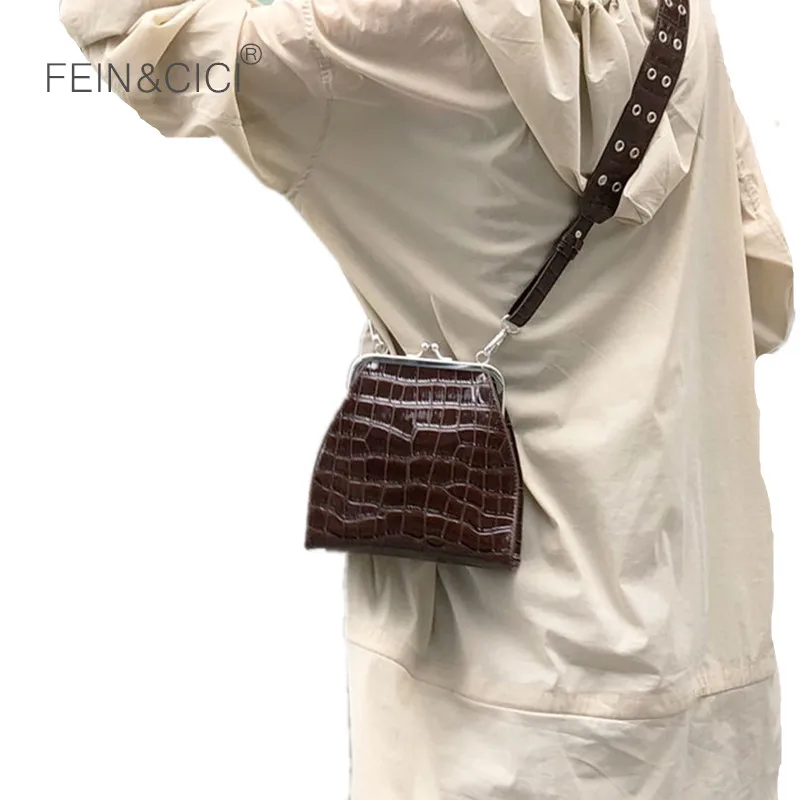 Ретро сумка с пряжкой, сумка через плечо с узором из кожи аллигатора, женская кожаная винтажная сумка-мессенджер, роскошная брендовая