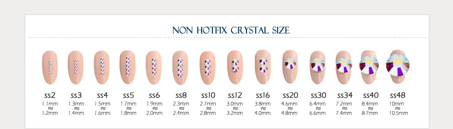 Sunshine New Colour SS3-SS30 Rhinestone for nail design Non hot fix crystal glitters strass glass sticker for manicure art decor