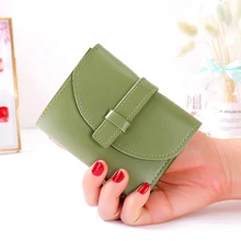 1 шт. простой женский мини однотонный кошелек PU 3 складки держатель карты короткий женский кошелек WF 668