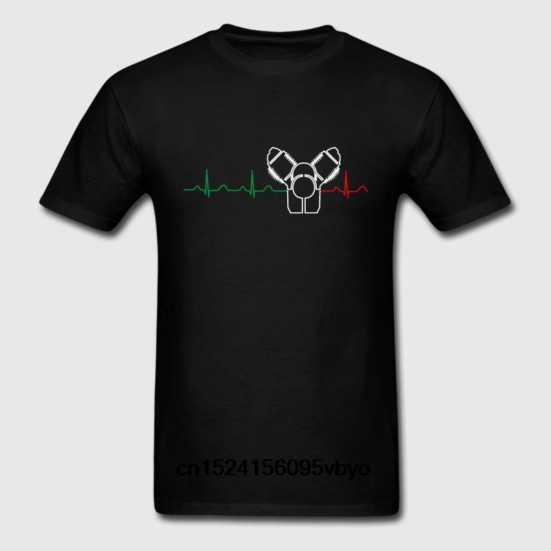 

100% Cotton O-neck Custom Printed Men T shirt Moto Guzzi Heartbeat greenwhitered Women T-Shirt