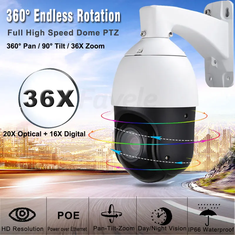 H.265 POE 1080P IP Автоматическое отслеживание PTZ камера 36X зум анализ автоматический
