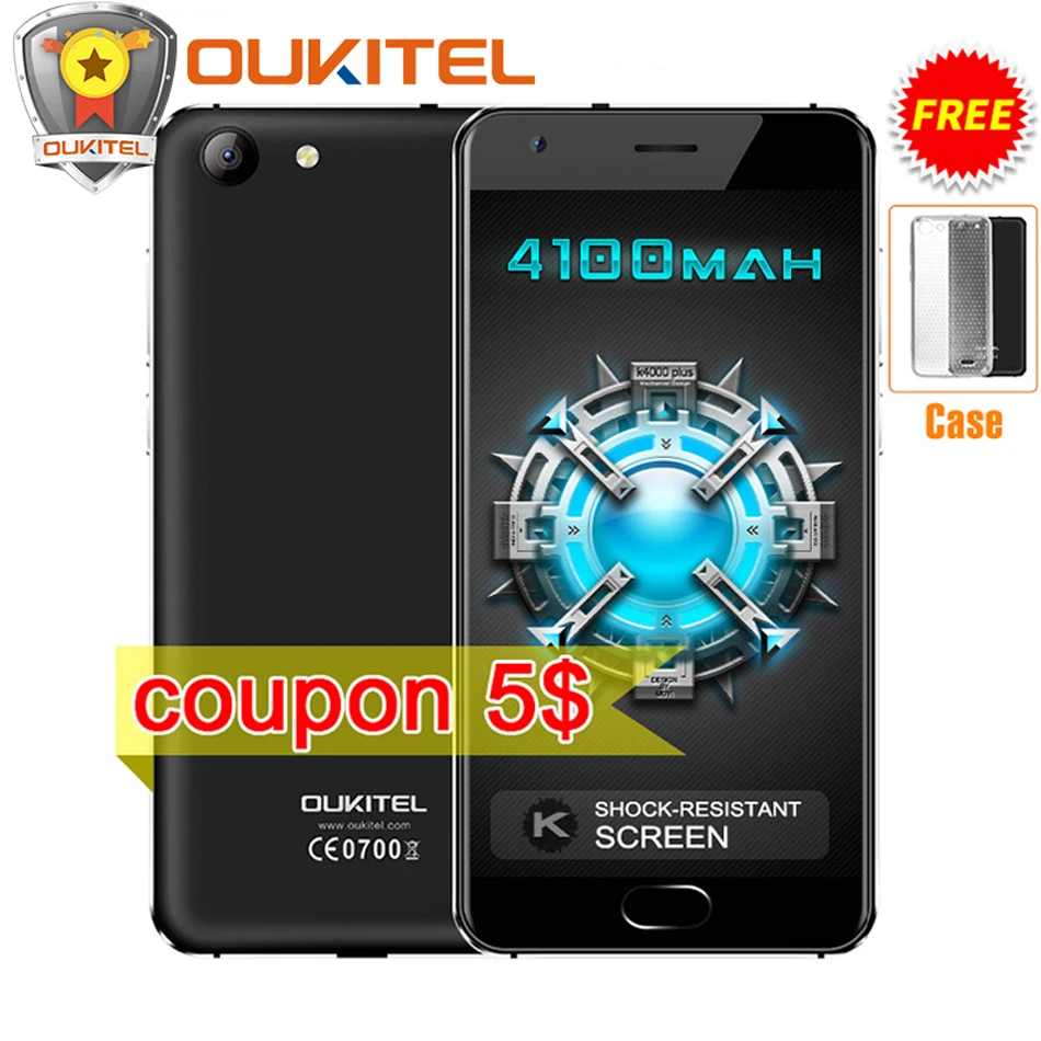 Original Oukitel K4000 Plus MTK6737 Quad Core 1 3GHz Android 6 0 5 0 HD 2GB