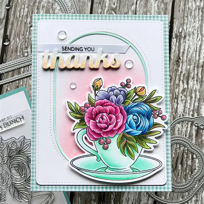 Naifumodo цветок чистые штампы и Скрапбукинг письмо ремесла чашка слово чай спасибо