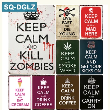 

[SQ-DGLZ]Keep Calm And Carry On Metal Sign Bar Wall Decor Vintage Metal Crafts Home Decor Painting Plaques Art Poster