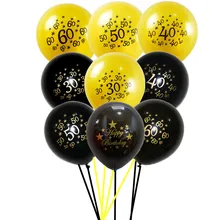 Ballons à hélium en Latex pour adultes, 10 pièces, 12 pouces, noir, 30, 40, 50, 60, 70 ans, décorations de fête d'anniversaire, feuille d'aluminium, A034